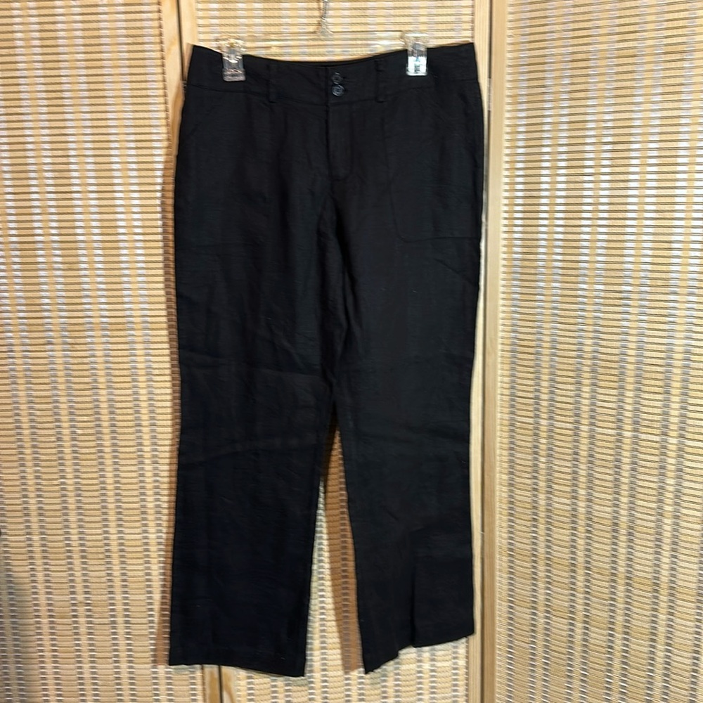 Whitewash Black 100% Linen Dressy Pants Slacks Size 8 Natural Fibers